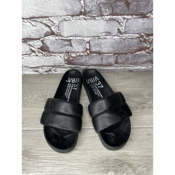 VIBA Porto Preto Black Leather Portugal Slides Sandals Women’s Sz 37EU/6.5M US - Picture 15 of 16